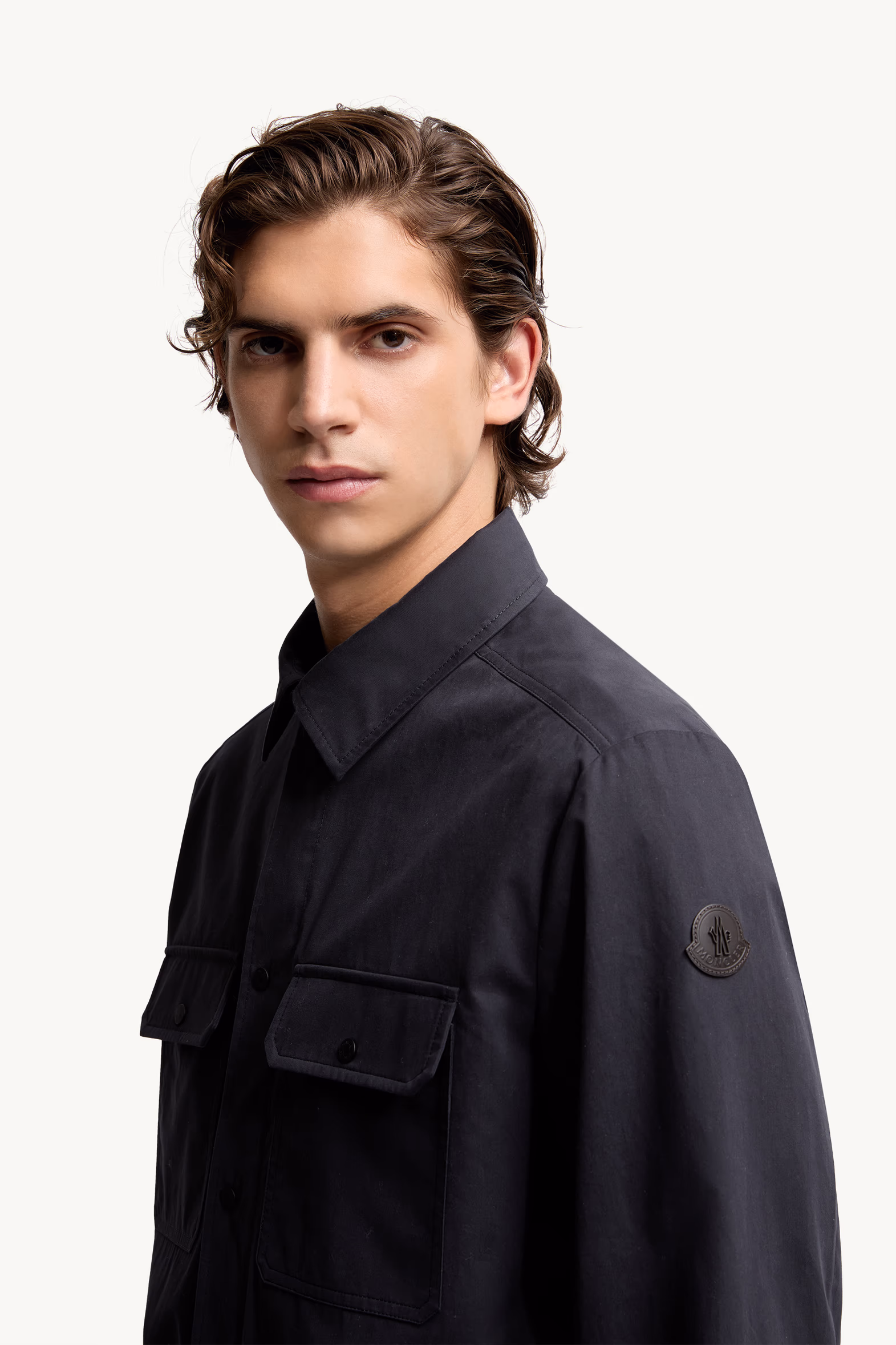 Cotton Gabardine Long Sleeve Shirt Men Navy Blue Moncler 4